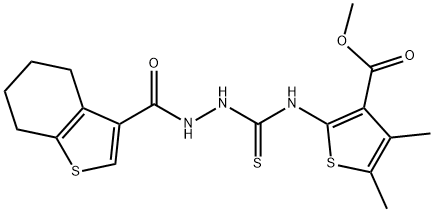 methyl 4,5-dimethyl-2-(2-(4,5,6,7-tetrahydrobenzo[b]thiophene-3-carbonyl)hydrazinecarbothioamido)thiophene-3-carboxylate Struktur