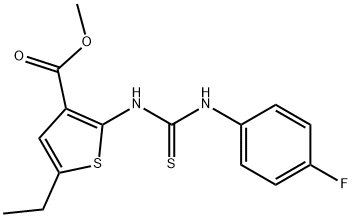 methyl 5-ethyl-2-(3-(4-fluorophenyl)thioureido)thiophene-3-carboxylate Struktur