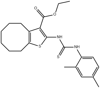 ethyl 2-(3-(2,4-dimethylphenyl)thioureido)-4,5,6,7,8,9-hexahydrocycloocta[b]thiophene-3-carboxylate Struktur