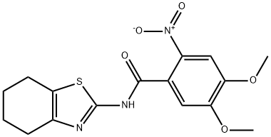 4,5-dimethoxy-2-nitro-N-(4,5,6,7-tetrahydro-1,3-benzothiazol-2-yl)benzamide Struktur