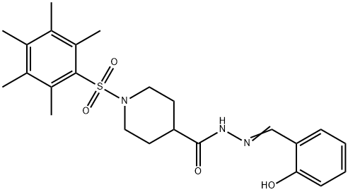 (E)-N'-(2-hydroxybenzylidene)-1-((2,3,4,5,6-pentamethylphenyl)sulfonyl)piperidine-4-carbohydrazide Struktur