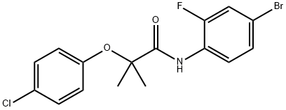 N-(4-bromo-2-fluorophenyl)-2-(4-chlorophenoxy)-2-methylpropanamide Struktur