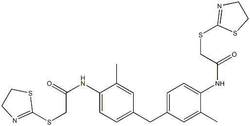 N,N'-[methanediylbis(2-methylbenzene-4,1-diyl)]bis[2-(4,5-dihydro-1,3-thiazol-2-ylsulfanyl)acetamide] Struktur