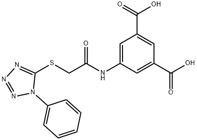 5-({[(1-phenyl-1H-tetrazol-5-yl)sulfanyl]acetyl}amino)benzene-1,3-dicarboxylic acid Struktur