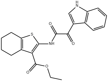 ethyl 2-{[1H-indol-3-yl(oxo)acetyl]amino}-4,5,6,7-tetrahydro-1-benzothiophene-3-carboxylate Struktur