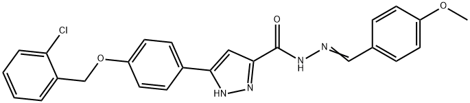 3-{4-[(2-chlorobenzyl)oxy]phenyl}-N'-[(E)-(4-methoxyphenyl)methylidene]-1H-pyrazole-5-carbohydrazide Struktur