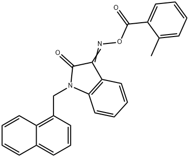 (Z)-3-(((2-methylbenzoyl)oxy)imino)-1-(naphthalen-1-ylmethyl)indolin-2-one Struktur