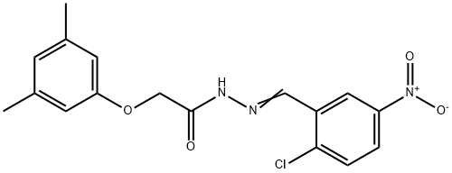 N'-(2-chloro-5-nitrobenzylidene)-2-(3,5-dimethylphenoxy)acetohydrazide Struktur