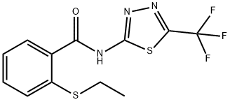 2-(ethylsulfanyl)-N-[5-(trifluoromethyl)-1,3,4-thiadiazol-2-yl]benzamide Struktur