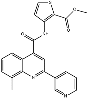 methyl 3-(8-methyl-2-(pyridin-3-yl)quinoline-4-carboxamido)thiophene-2-carboxylate Struktur