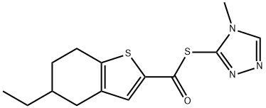 S-(4-methyl-4H-1,2,4-triazol-3-yl) 5-ethyl-4,5,6,7-tetrahydrobenzo[b]thiophene-2-carbothioate Struktur