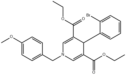 diethyl 4-(2-bromophenyl)-1-(4-methoxybenzyl)-1,4-dihydropyridine-3,5-dicarboxylate Struktur