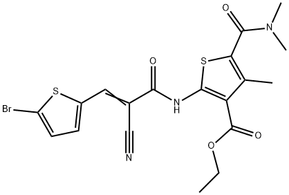 (E)-ethyl 2-(3-(5-bromothiophen-2-yl)-2-cyanoacrylamido)-5-(dimethylcarbamoyl)-4-methylthiophene-3-carboxylate Struktur