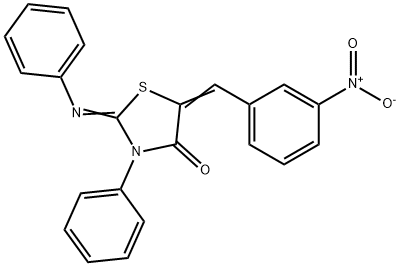 (2E,5E)-5-(3-nitrobenzylidene)-3-phenyl-2-(phenylimino)thiazolidin-4-one Struktur