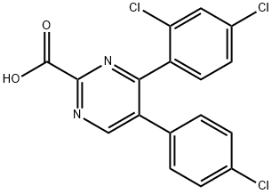 5-(4-chlorophenyl)-4-(2,4-dichlorophenyl)-2-Pyrimidinecarboxylic acid Struktur