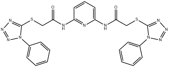 N,N'-pyridine-2,6-diylbis{2-[(1-phenyl-1H-tetrazol-5-yl)sulfanyl]acetamide} Struktur