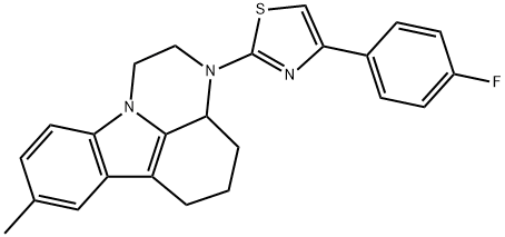 4-(4-fluorophenyl)-2-(8-methyl-3a,4,5,6-tetrahydro-1H-pyrazino[3,2,1-jk]carbazol-3(2H)-yl)thiazole Struktur