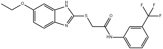 2-[(5-ethoxy-1H-benzimidazol-2-yl)sulfanyl]-N-[3-(trifluoromethyl)phenyl]acetamide Struktur