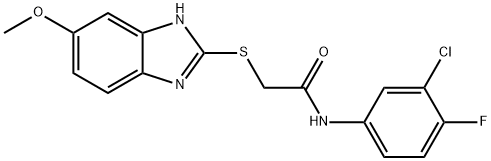 N-(3-chloro-4-fluorophenyl)-2-[(5-methoxy-1H-benzimidazol-2-yl)sulfanyl]acetamide Struktur