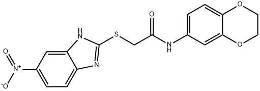 N-(2,3-dihydro-1,4-benzodioxin-6-yl)-2-[(5-nitro-1H-benzimidazol-2-yl)sulfanyl]acetamide Struktur