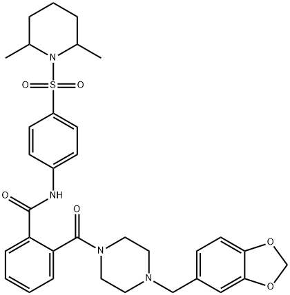 2-{[4-(1,3-benzodioxol-5-ylmethyl)piperazin-1-yl]carbonyl}-N-{4-[(2,6-dimethylpiperidin-1-yl)sulfonyl]phenyl}benzamide Struktur