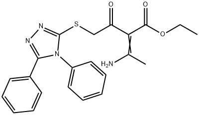 (E)-ethyl 3-amino-2-(2-((4,5-diphenyl-4H-1,2,4-triazol-3-yl)thio)acetyl)but-2-enoate Struktur