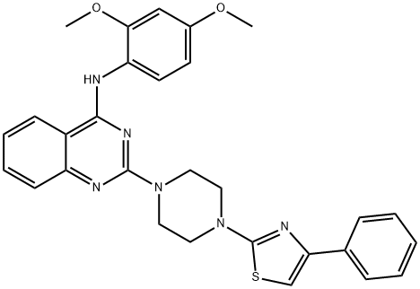 N-(2,4-dimethoxyphenyl)-2-[4-(4-phenyl-1,3-thiazol-2-yl)piperazin-1-yl]quinazolin-4-amine Struktur