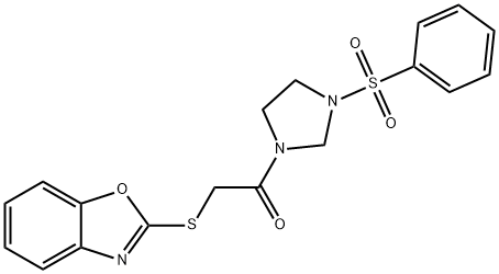 2-(1,3-benzoxazol-2-ylsulfanyl)-1-[3-(phenylsulfonyl)imidazolidin-1-yl]ethanone Struktur