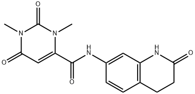 1,3-dimethyl-2,6-dioxo-N-(2-oxo-1,2,3,4-tetrahydroquinolin-7-yl)-1,2,3,6-tetrahydropyrimidine-4-carboxamide Struktur