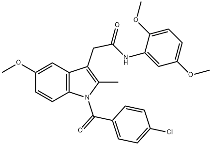 2-{1-[(4-chlorophenyl)carbonyl]-5-methoxy-2-methyl-1H-indol-3-yl}-N-(2,5-dimethoxyphenyl)acetamide Struktur