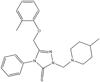 5-[(2-methylphenoxy)methyl]-2-[(4-methylpiperidin-1-yl)methyl]-4-phenyl-2,4-dihydro-3H-1,2,4-triazole-3-thione Struktur