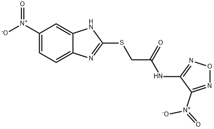 2-[(5-nitro-1H-benzimidazol-2-yl)sulfanyl]-N-(4-nitro-1,2,5-oxadiazol-3-yl)acetamide Struktur