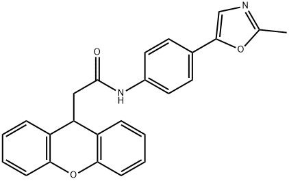 N-[4-(2-methyl-1,3-oxazol-5-yl)phenyl]-2-(9H-xanthen-9-yl)acetamide Struktur