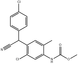 methyl {5-chloro-4-[(4-chlorophenyl)(cyano)methyl]-2-methylphenyl}carbamate Struktur