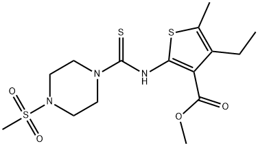 methyl 4-ethyl-5-methyl-2-(4-(methylsulfonyl)piperazine-1-carbothioamido)thiophene-3-carboxylate Struktur