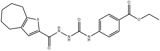 ethyl 4-(2-(5,6,7,8-tetrahydro-4H-cyclohepta[b]thiophene-2-carbonyl)hydrazinecarboxamido)benzoate Struktur