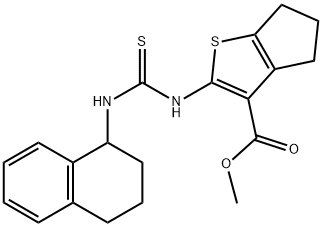 methyl 2-(3-(1,2,3,4-tetrahydronaphthalen-1-yl)thioureido)-5,6-dihydro-4H-cyclopenta[b]thiophene-3-carboxylate Struktur