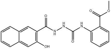 methyl 2-(2-(3-hydroxy-2-naphthoyl)hydrazinecarboxamido)benzoate Struktur