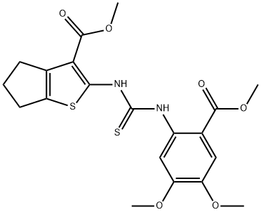 methyl 2-(3-(4,5-dimethoxy-2-(methoxycarbonyl)phenyl)thioureido)-5,6-dihydro-4H-cyclopenta[b]thiophene-3-carboxylate Struktur