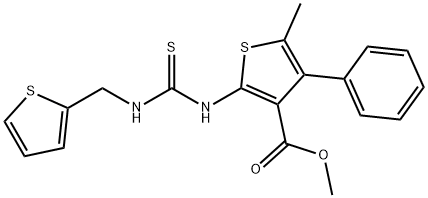 methyl 5-methyl-4-phenyl-2-(3-(thiophen-2-ylmethyl)thioureido)thiophene-3-carboxylate Struktur