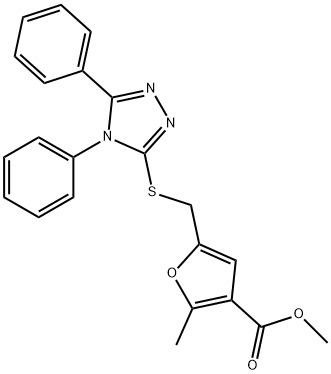 methyl 5-{[(4,5-diphenyl-4H-1,2,4-triazol-3-yl)sulfanyl]methyl}-2-methylfuran-3-carboxylate Struktur