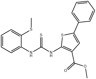 methyl 2-(3-(2-(methylthio)phenyl)thioureido)-5-phenylthiophene-3-carboxylate Struktur