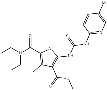 methyl 2-(3-(5-bromopyridin-2-yl)thioureido)-5-(diethylcarbamoyl)-4-methylthiophene-3-carboxylate Struktur