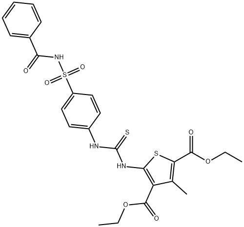 diethyl 5-(3-(4-(N-benzoylsulfamoyl)phenyl)thioureido)-3-methylthiophene-2,4-dicarboxylate Struktur