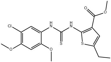 methyl 2-(3-(5-chloro-2,4-dimethoxyphenyl)thioureido)-5-ethylthiophene-3-carboxylate Struktur