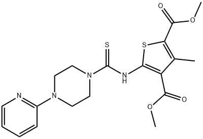 dimethyl 3-methyl-5-(4-(pyridin-2-yl)piperazine-1-carbothioamido)thiophene-2,4-dicarboxylate Struktur