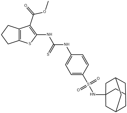 methyl 2-(3-(4-(N-(adamantan-1-yl)sulfamoyl)phenyl)thioureido)-5,6-dihydro-4H-cyclopenta[b]thiophene-3-carboxylate Struktur