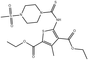 diethyl 3-methyl-5-(4-(methylsulfonyl)piperazine-1-carbothioamido)thiophene-2,4-dicarboxylate Struktur