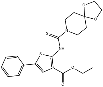 ethyl 5-phenyl-2-(1,4-dioxa-8-azaspiro[4.5]decane-8-carbothioamido)thiophene-3-carboxylate Struktur