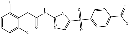 2-(2-chloro-6-fluorophenyl)-N-{5-[(4-nitrophenyl)sulfonyl]-1,3-thiazol-2-yl}acetamide Struktur